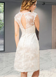 Charlee A-Line Knee-Length Satin Lace Wedding Dress UKP0017710