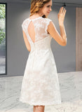 Charlee A-Line Knee-Length Satin Lace Wedding Dress UKP0017710