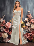 Nellie Trumpet/Mermaid Sweetheart Sweep Train Stretch Satin Prom Dresses JLP0025836