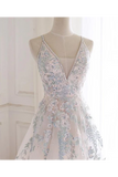 Beaded Spaghetti Strap Illusion V Neckline Wedding Dress With Colorful SJSPH7CQTB3