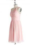 Simple Dress A-line One-shoulder Pink Chiffon Bridesmaid Dresses Reception Dresses JS473