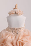 Halter Organza With Beading Flower Girl Dresses Ball Gown Knee Length