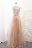 A Line Tulle & Lace Two-Piece Bridesmaid Dresses