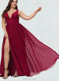 Bianca A-line V-Neck Floor-Length Chiffon Bridesmaid Dress UKP0019327