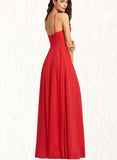 Aaliyah A-line Scoop Floor-Length Chiffon Bridesmaid Dress UKP0019335