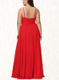 Aaliyah A-line Scoop Floor-Length Chiffon Bridesmaid Dress UKP0019335