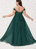 Jill A-line Off the Shoulder Floor-Length Chiffon Bridesmaid Dress UKP0019337