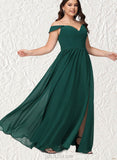 Jill A-line Off the Shoulder Floor-Length Chiffon Bridesmaid Dress UKP0019337