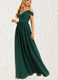 Jill A-line Off the Shoulder Floor-Length Chiffon Bridesmaid Dress UKP0019337