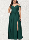 Jill A-line Off the Shoulder Floor-Length Chiffon Bridesmaid Dress UKP0019337