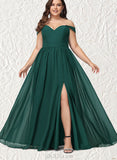 Jill A-line Off the Shoulder Floor-Length Chiffon Bridesmaid Dress UKP0019337