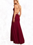 Sara Trumpet/Mermaid V-Neck Floor-Length Chiffon Bridesmaid Dress UKP0019345