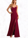 Sara Trumpet/Mermaid V-Neck Floor-Length Chiffon Bridesmaid Dress UKP0019345