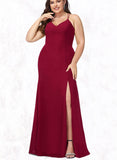 Sara Trumpet/Mermaid V-Neck Floor-Length Chiffon Bridesmaid Dress UKP0019345