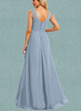 Courtney A-line V-Neck Asymmetrical Chiffon Bridesmaid Dress UKP0019348