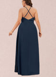 Finley A-line V-Neck Floor-Length Chiffon Bridesmaid Dress UKP0019350