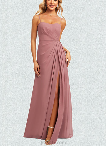 Abril A-line Square Sweetheart Floor-Length Chiffon Bridesmaid Dress UKP0019355