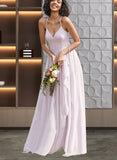 Cara A-line V-Neck Asymmetrical Chiffon Bridesmaid Dress With Ruffle UKP0019361