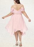 Cali A-line Square Asymmetrical Chiffon Bridesmaid Dress With Ruffle UKP0019362