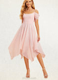 Cali A-line Square Asymmetrical Chiffon Bridesmaid Dress With Ruffle UKP0019362