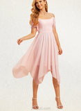 Cali A-line Square Asymmetrical Chiffon Bridesmaid Dress With Ruffle UKP0019362