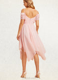 Cali A-line Square Asymmetrical Chiffon Bridesmaid Dress With Ruffle UKP0019362