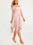 Cali A-line Square Asymmetrical Chiffon Bridesmaid Dress With Ruffle UKP0019362