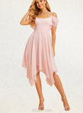 Cali A-line Square Asymmetrical Chiffon Bridesmaid Dress With Ruffle UKP0019362