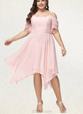 Cali A-line Square Asymmetrical Chiffon Bridesmaid Dress With Ruffle UKP0019362