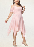 Cali A-line Square Asymmetrical Chiffon Bridesmaid Dress With Ruffle UKP0019362