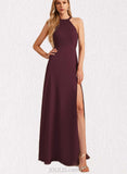 Mckenzie A-line High Neck Floor-Length Chiffon Bridesmaid Dress UKP0019364