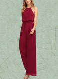 Bridget Jumpsuit/Pantsuit Scoop Floor-Length Chiffon Bridesmaid Dress UKP0019371