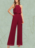 Bridget Jumpsuit/Pantsuit Scoop Floor-Length Chiffon Bridesmaid Dress UKP0019371