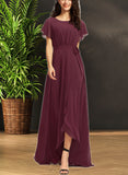 Anahi A-line Scoop Asymmetrical Chiffon Bridesmaid Dress With Ruffle UKP0019383