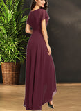 Anahi A-line Scoop Asymmetrical Chiffon Bridesmaid Dress With Ruffle UKP0019383