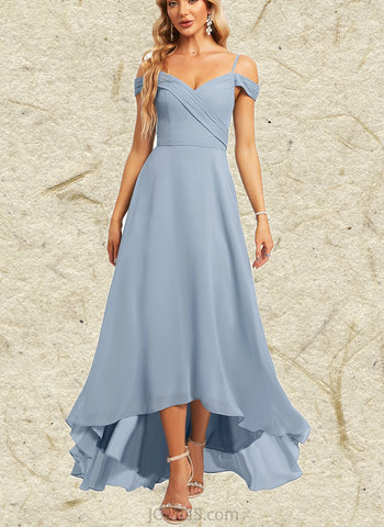 Avah A-line Cold Shoulder Asymmetrical Chiffon Bridesmaid Dress UKP0019387