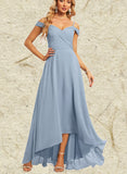 Avah A-line Cold Shoulder Asymmetrical Chiffon Bridesmaid Dress UKP0019387