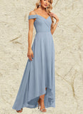 Avah A-line Cold Shoulder Asymmetrical Chiffon Bridesmaid Dress UKP0019387