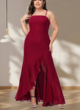 Heaven Trumpet/Mermaid Square Floor-Length Chiffon Bridesmaid Dress With Ruffle UKP0019388