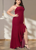 Heaven Trumpet/Mermaid Square Floor-Length Chiffon Bridesmaid Dress With Ruffle UKP0019388