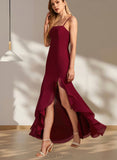 Heaven Trumpet/Mermaid Square Floor-Length Chiffon Bridesmaid Dress With Ruffle UKP0019388