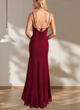 Heaven Trumpet/Mermaid Square Floor-Length Chiffon Bridesmaid Dress With Ruffle UKP0019388