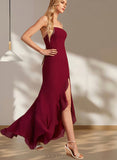 Heaven Trumpet/Mermaid Square Floor-Length Chiffon Bridesmaid Dress With Ruffle UKP0019388