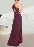 Kathryn A-line Halter Floor-Length Chiffon Bridesmaid Dress UKP0019389