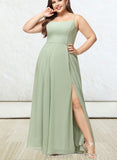 Liberty A-line Square Floor-Length Chiffon Bridesmaid Dress UKP0019391