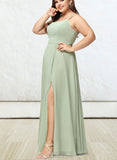 Liberty A-line Square Floor-Length Chiffon Bridesmaid Dress UKP0019391