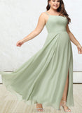 Liberty A-line Square Floor-Length Chiffon Bridesmaid Dress UKP0019391