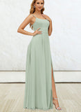 Liberty A-line Square Floor-Length Chiffon Bridesmaid Dress UKP0019391