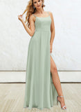 Liberty A-line Square Floor-Length Chiffon Bridesmaid Dress UKP0019391