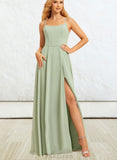 Liberty A-line Square Floor-Length Chiffon Bridesmaid Dress UKP0019391